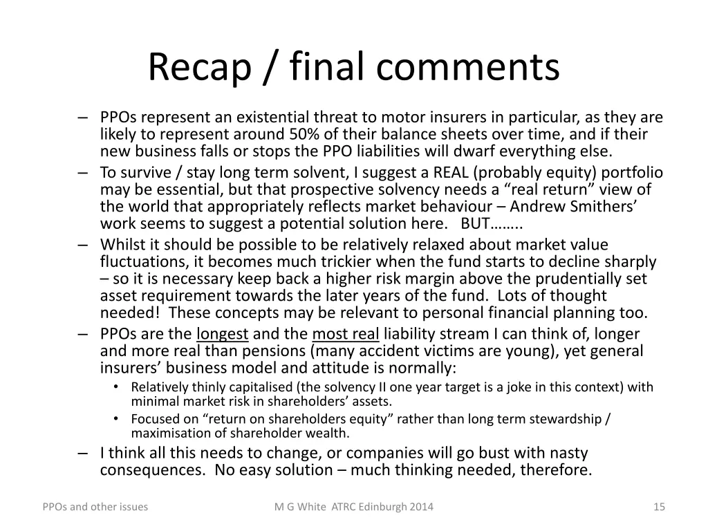 recap final comments