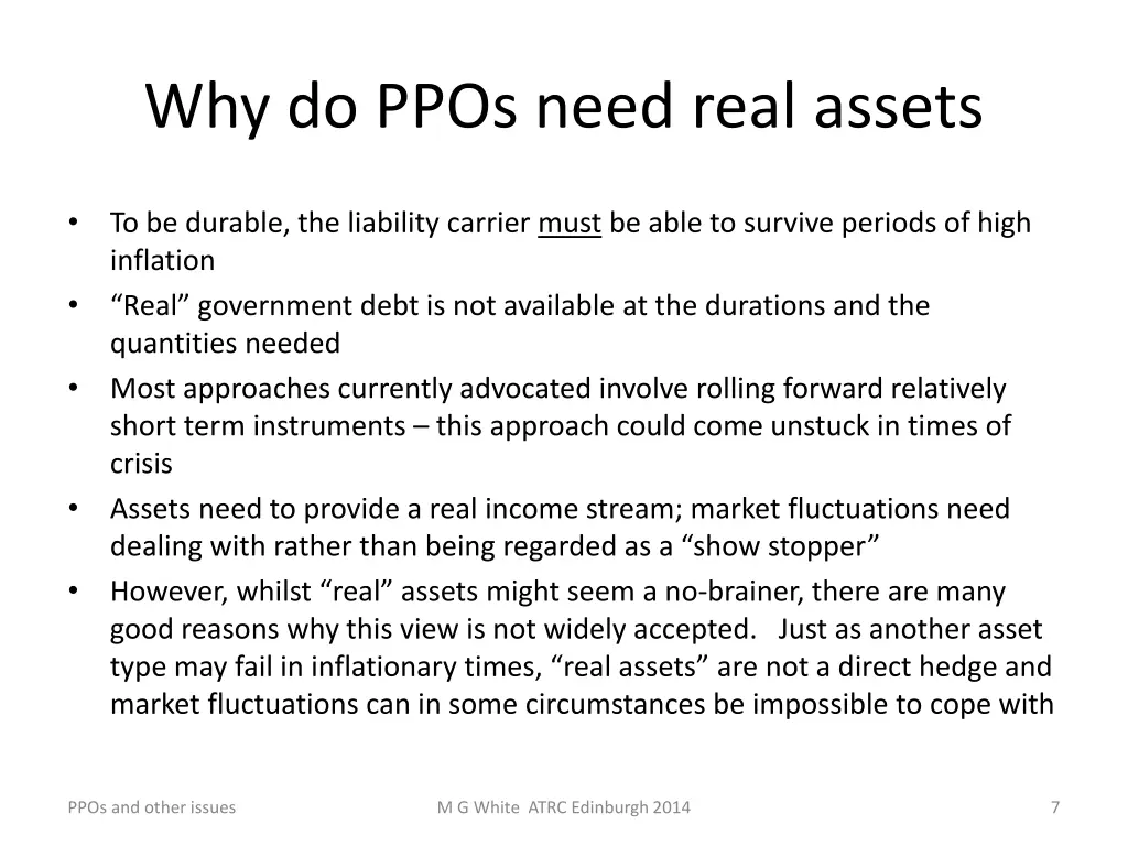 why do ppos need real assets