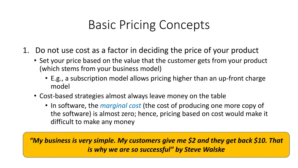 basic pricing concepts