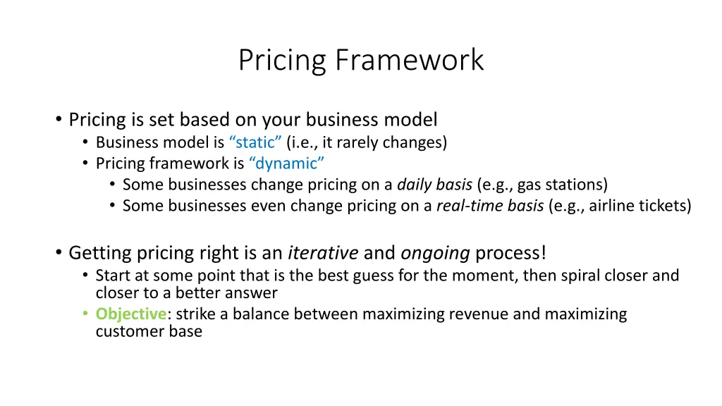 pricing framework 1