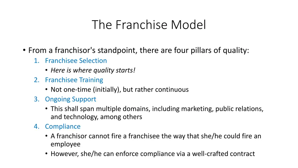 the franchise model 1