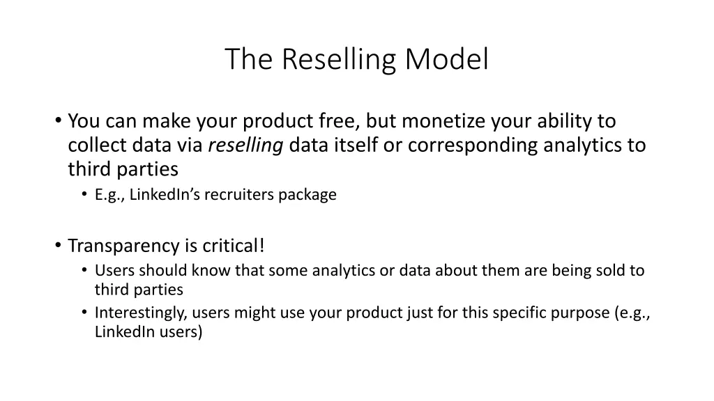 the reselling model