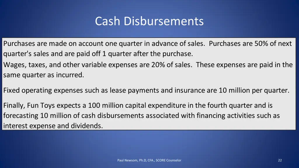 cash disbursements