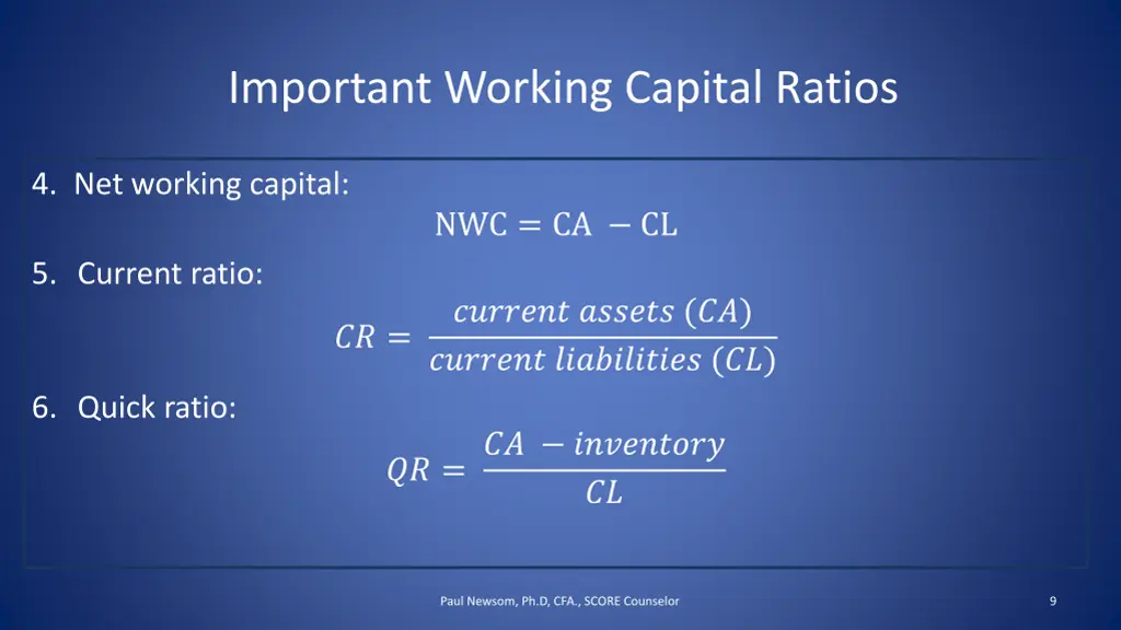 important working capital ratios