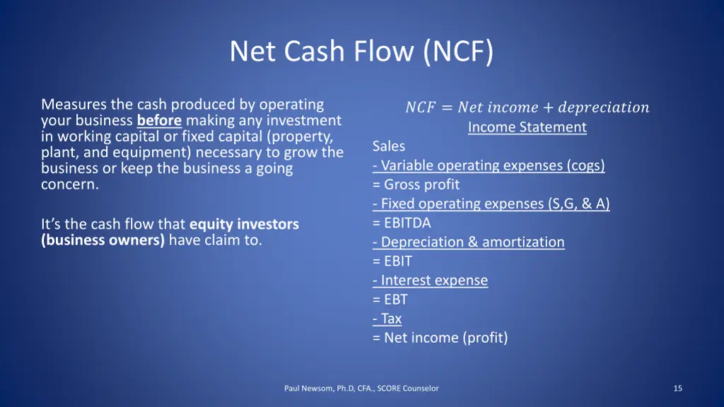 net cash flow ncf