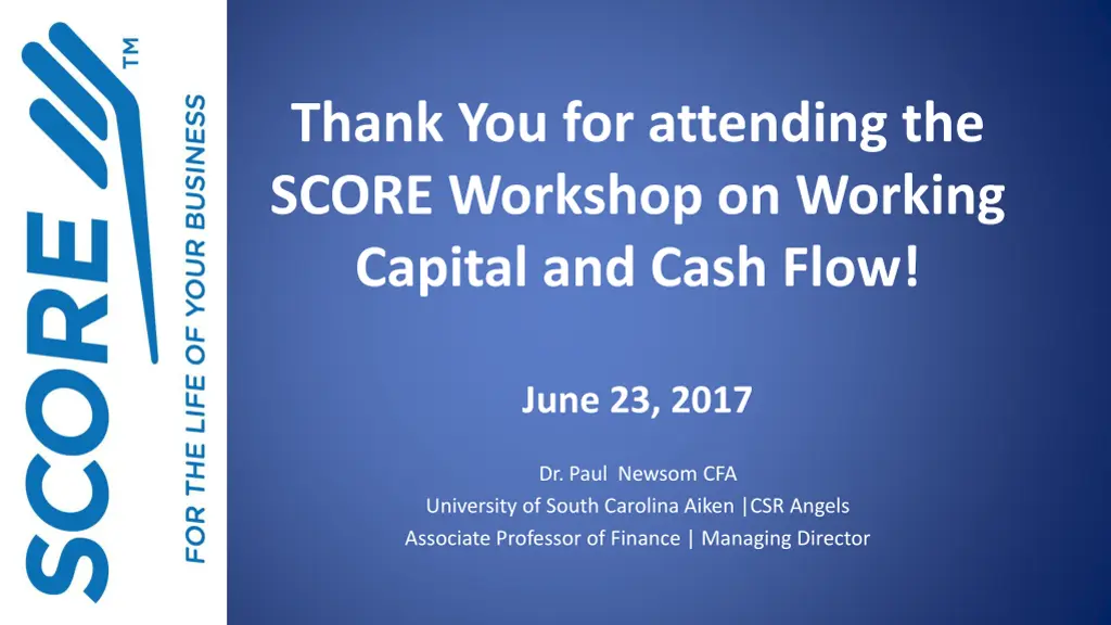 thank you for attending the score workshop