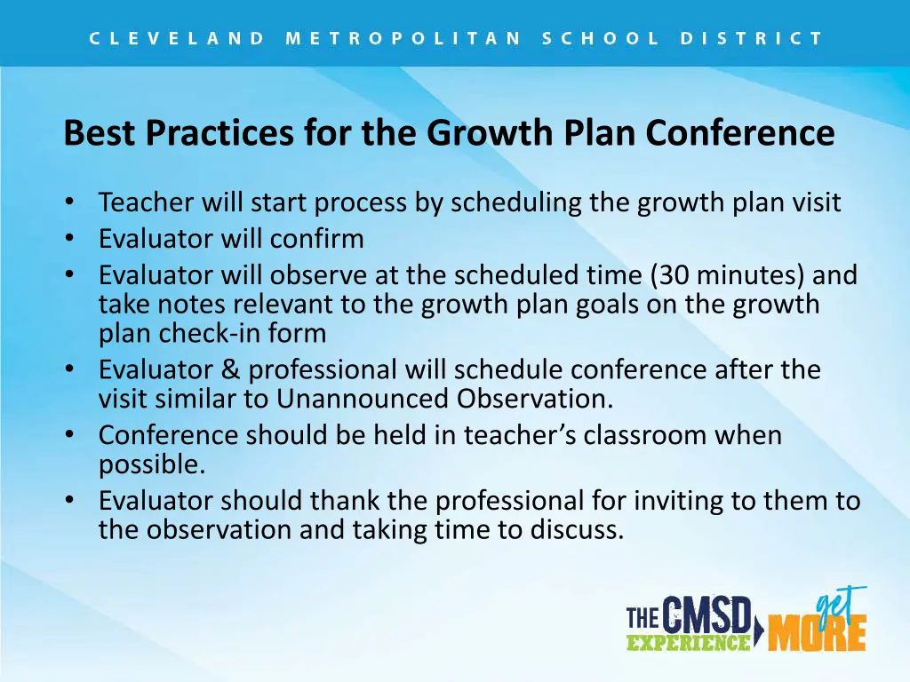 best practices for the growth plan conference