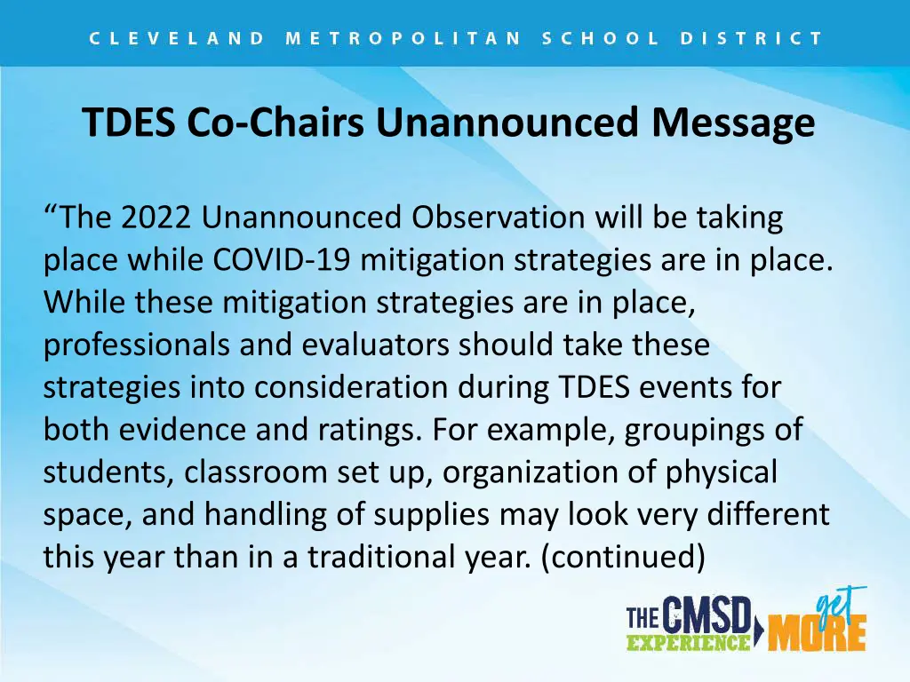 tdes co chairs unannounced message