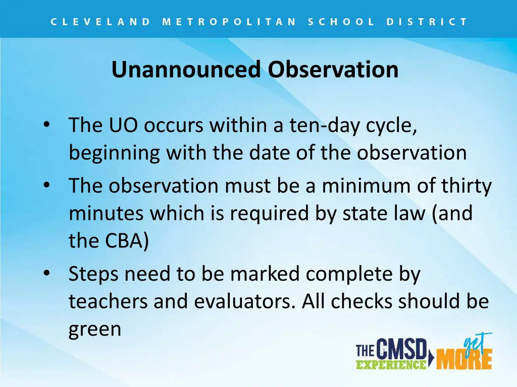 unannounced observation 1