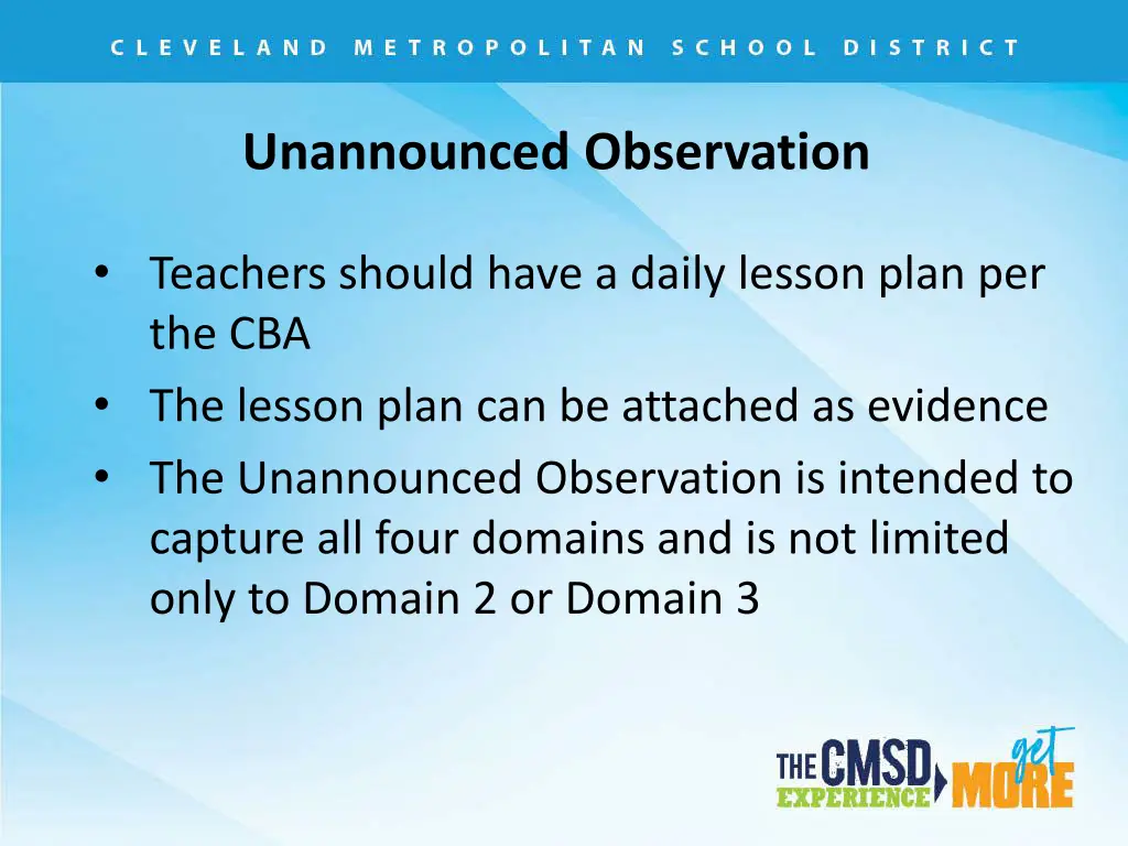unannounced observation