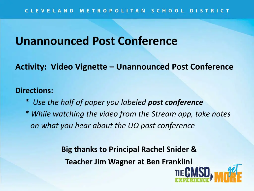 unannounced post conference