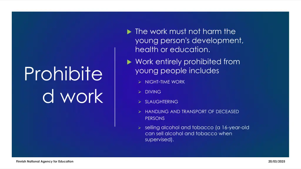 the work must not harm the young person