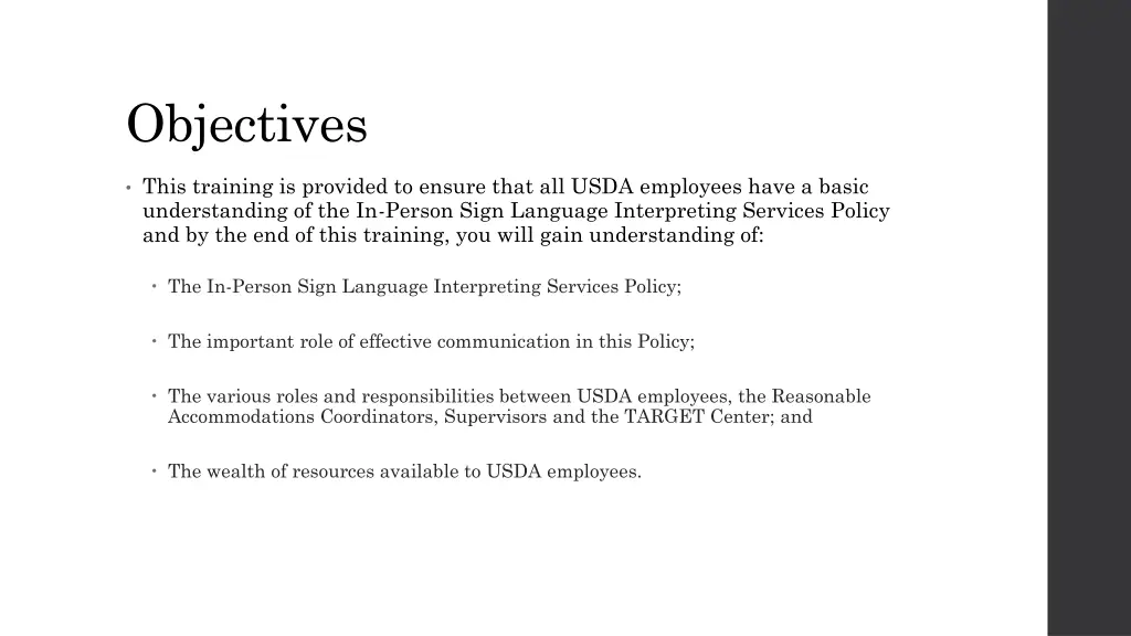 objectives