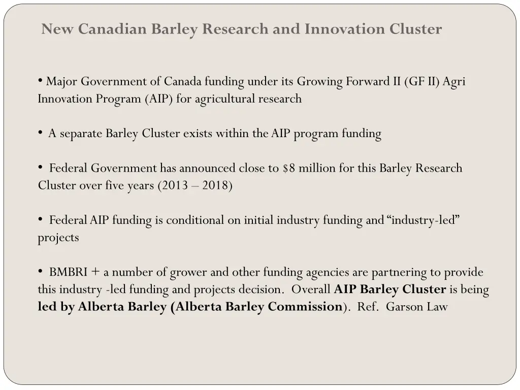 new canadian barley research and innovation