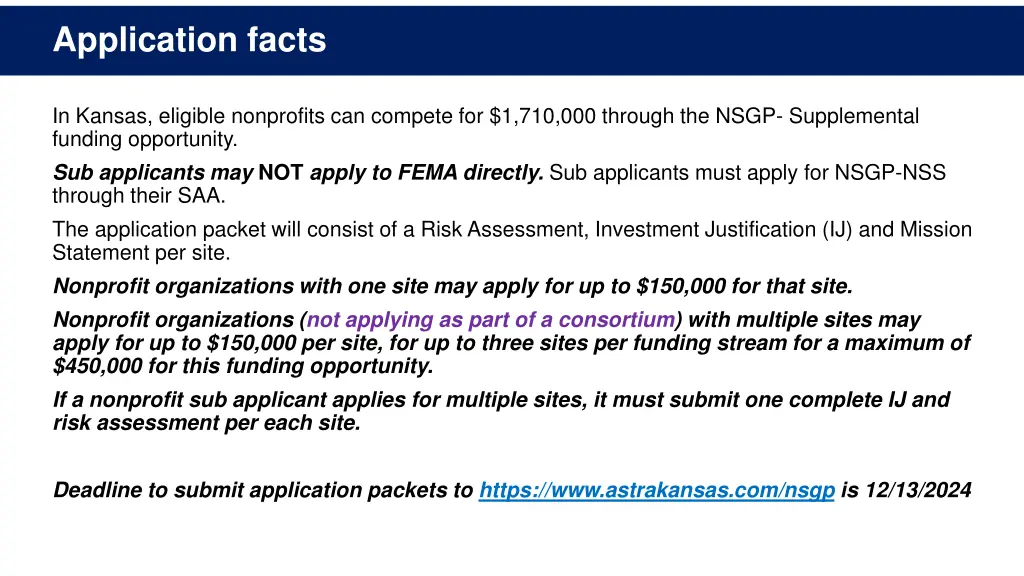 application facts