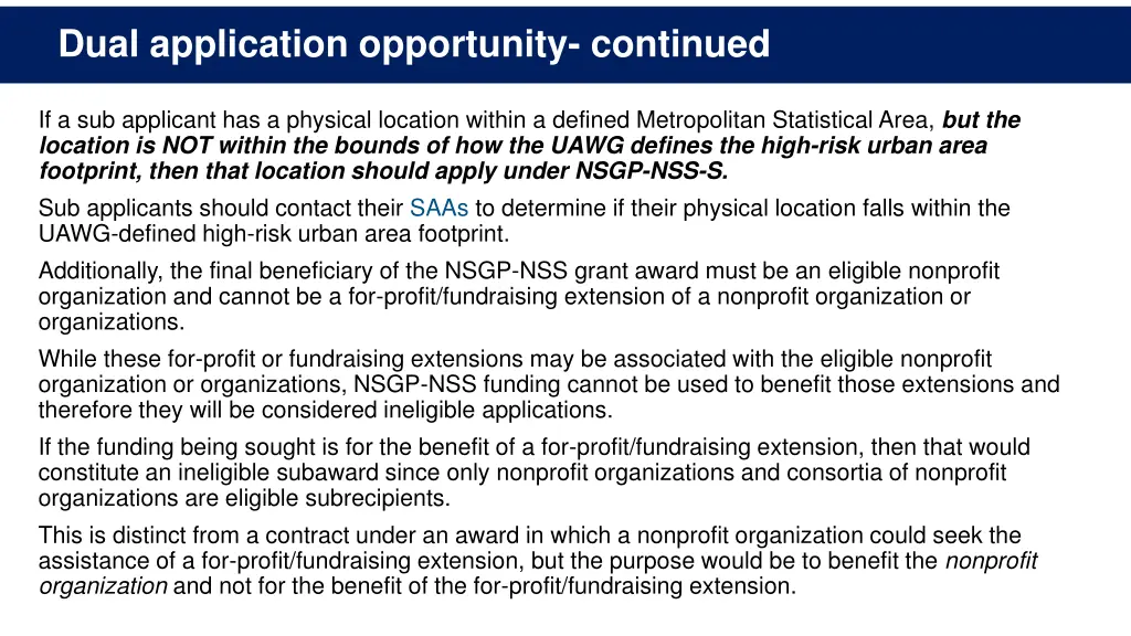 dual application opportunity continued