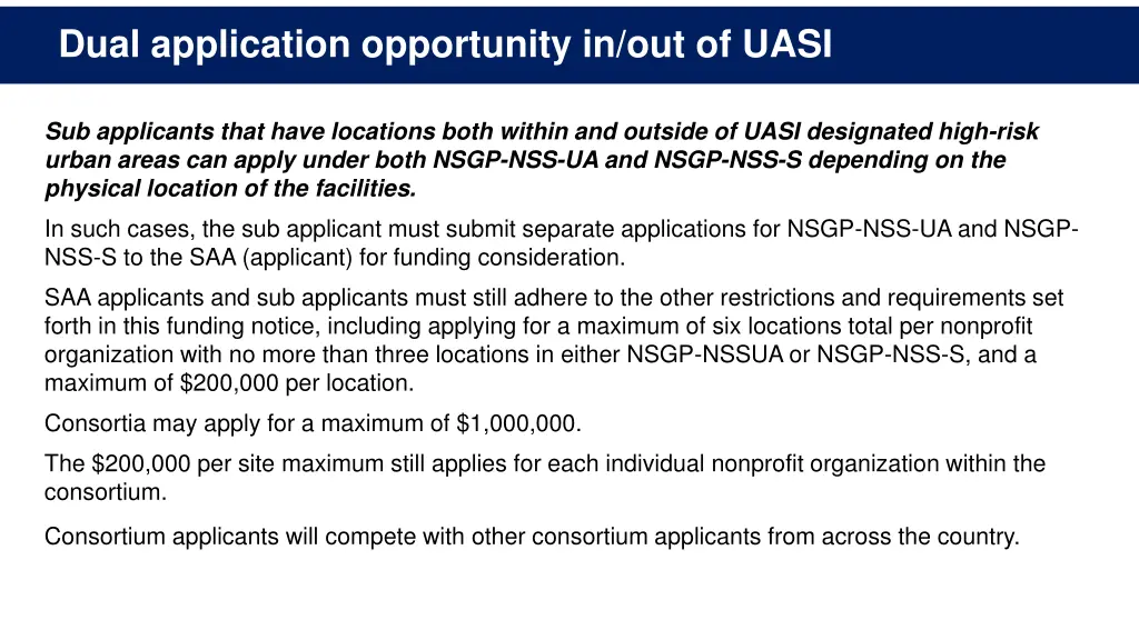 dual application opportunity in out of uasi