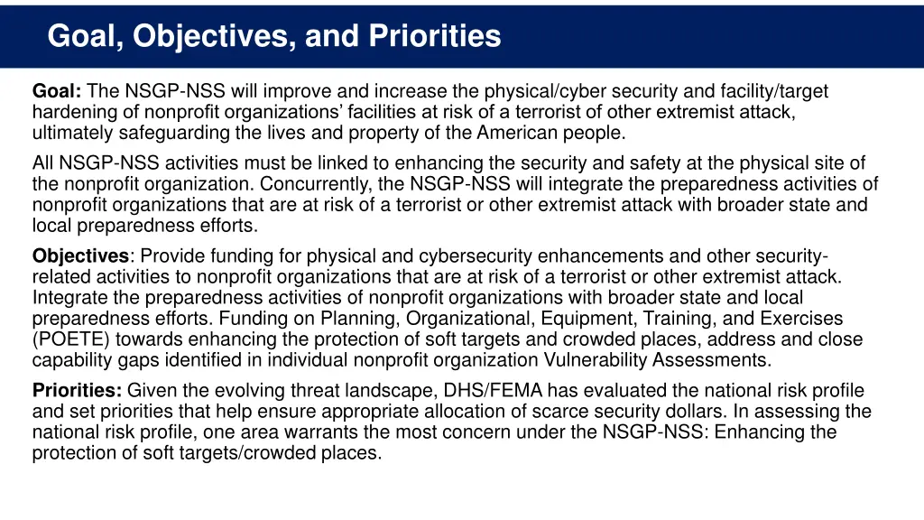 goal objectives and priorities