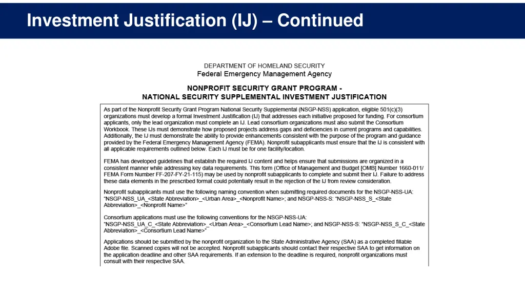 investment justification ij continued