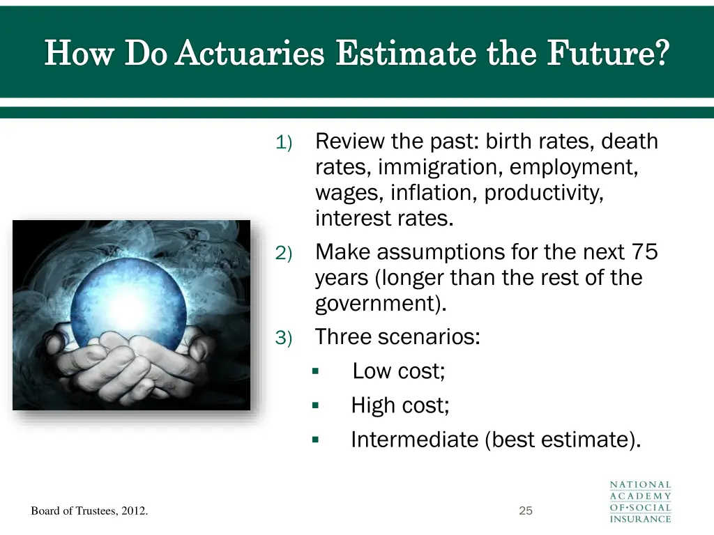 how do actuaries estimate the future