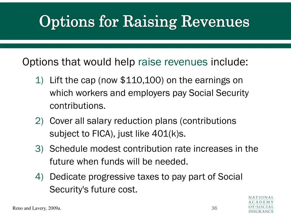 options for raising revenues
