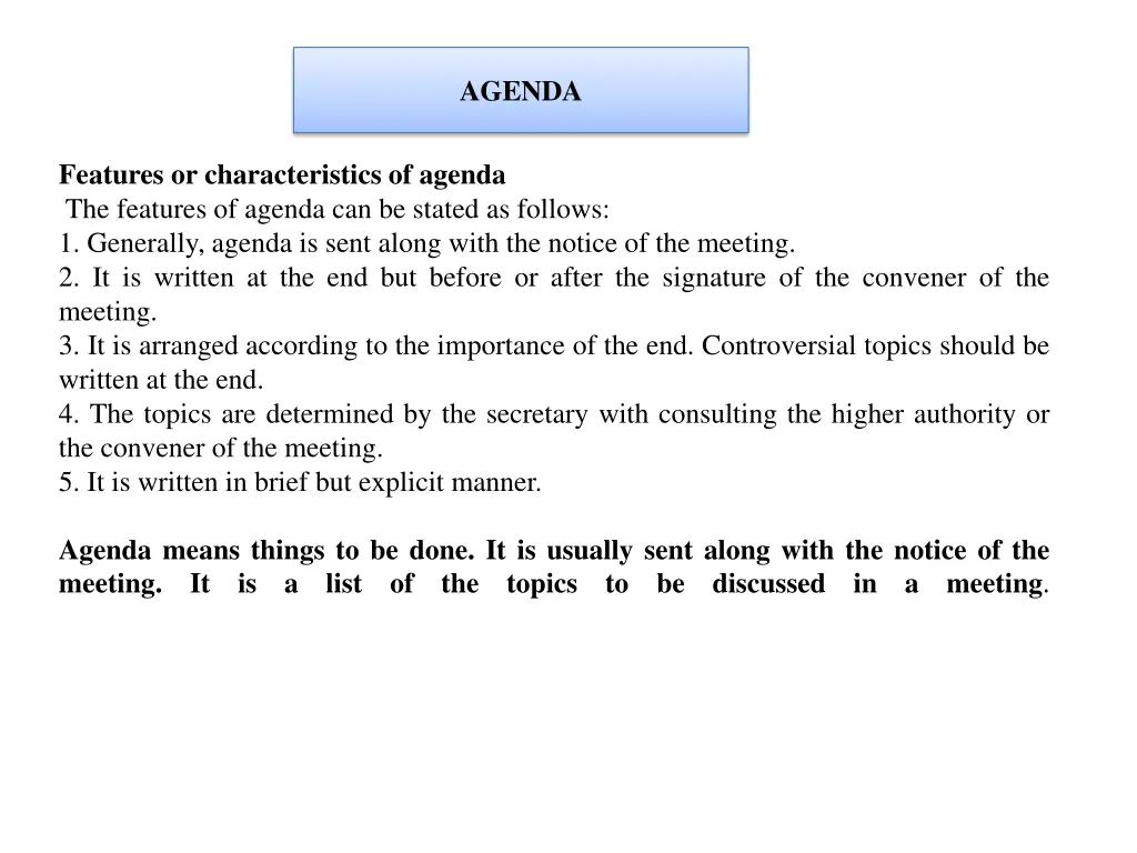 agenda