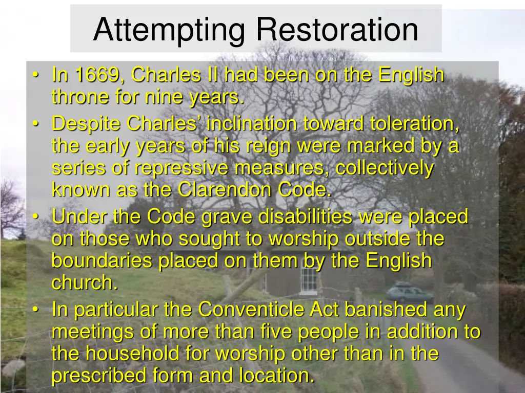 attempting restoration