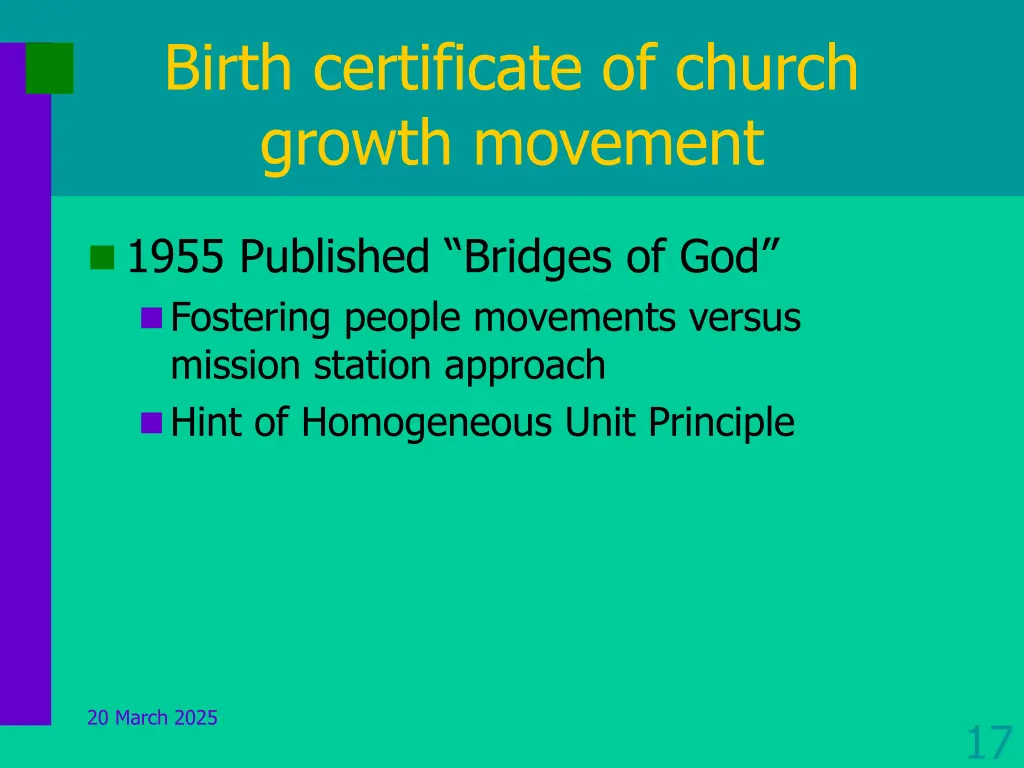 birth certificate of church growth movement