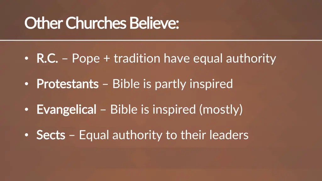 other churches believe other churches believe