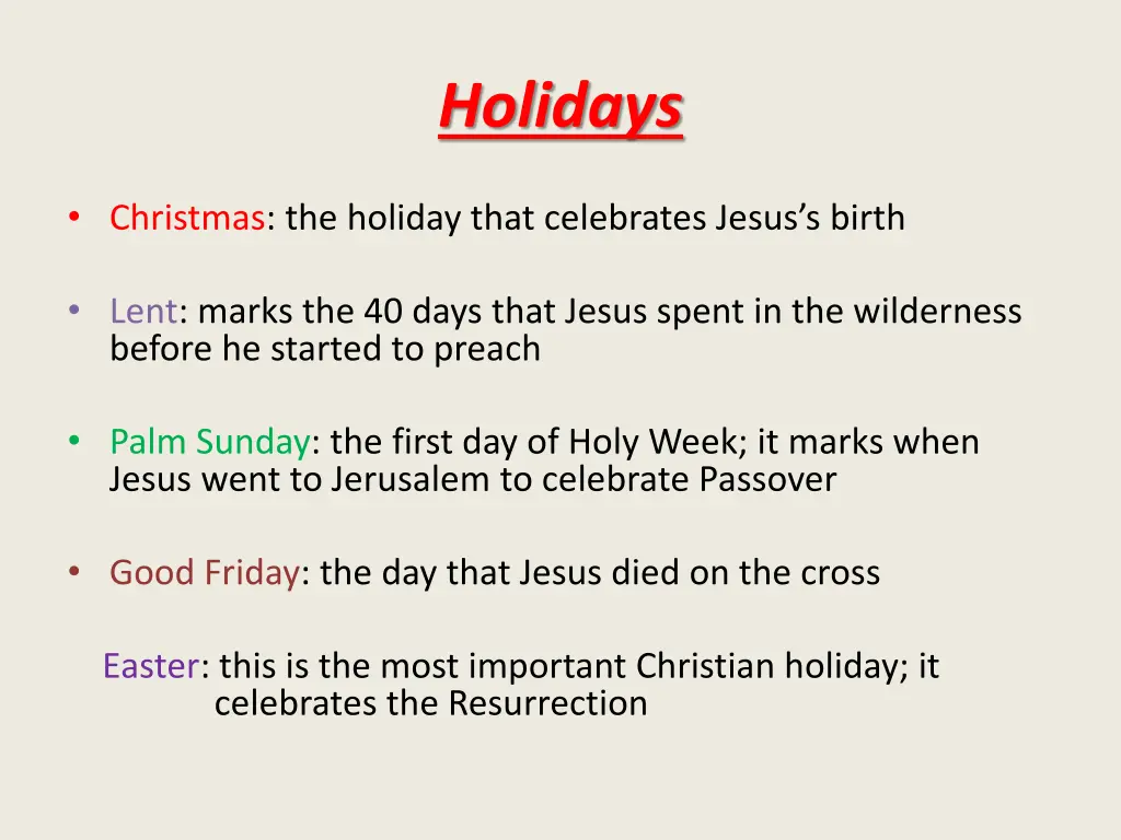 holidays