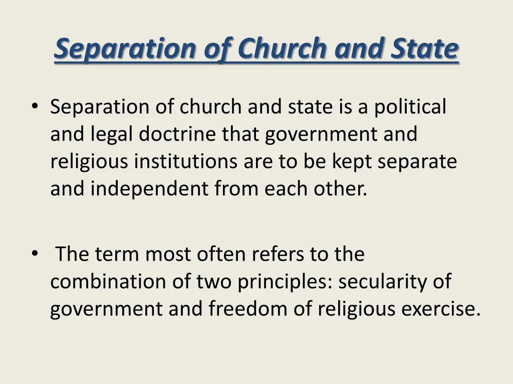 separation of church and state