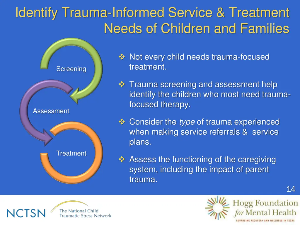 identify trauma informed service treatment needs