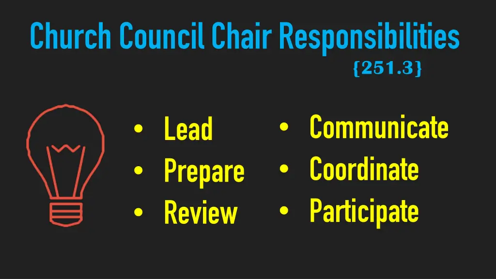 church council chair responsibilities
