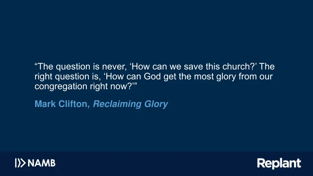 the question is never how can we save this church
