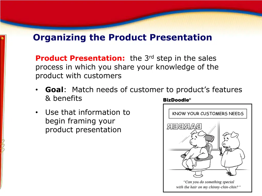 organizing the product presentation