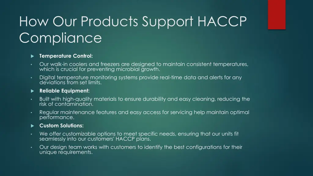 how our products support haccp compliance