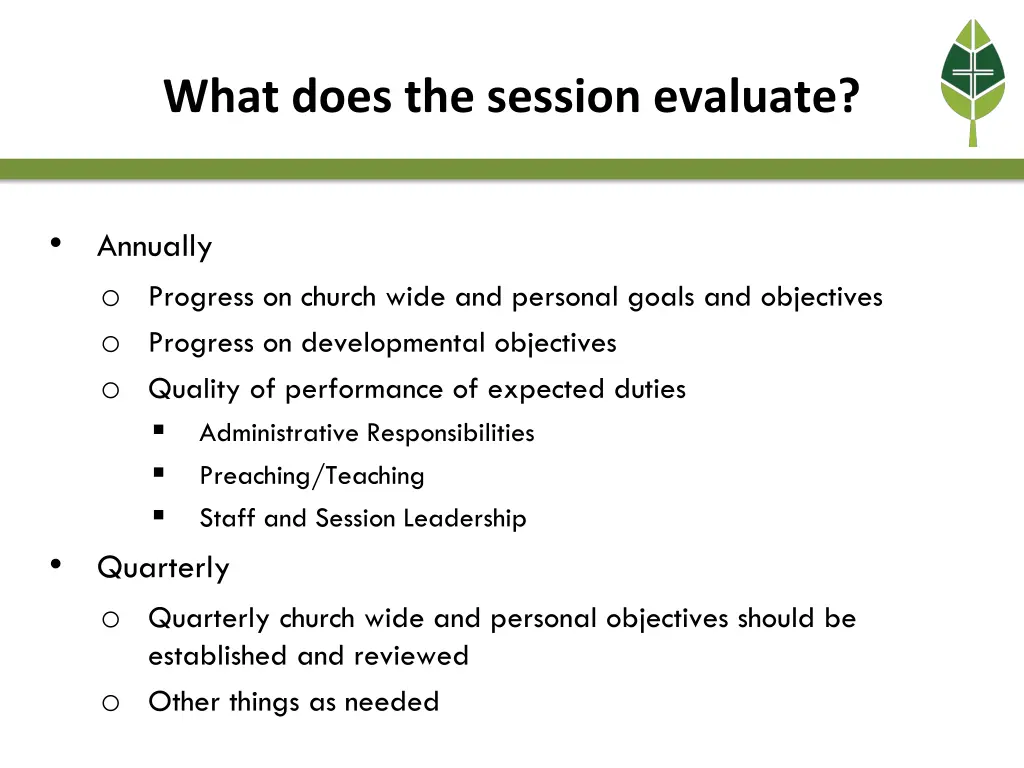 what does the session evaluate