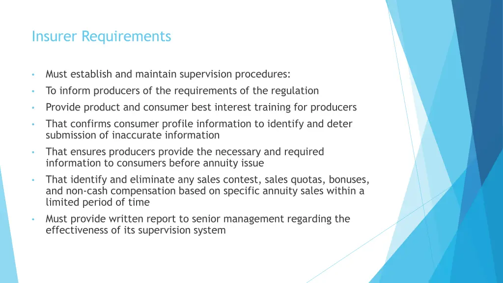 insurer requirements