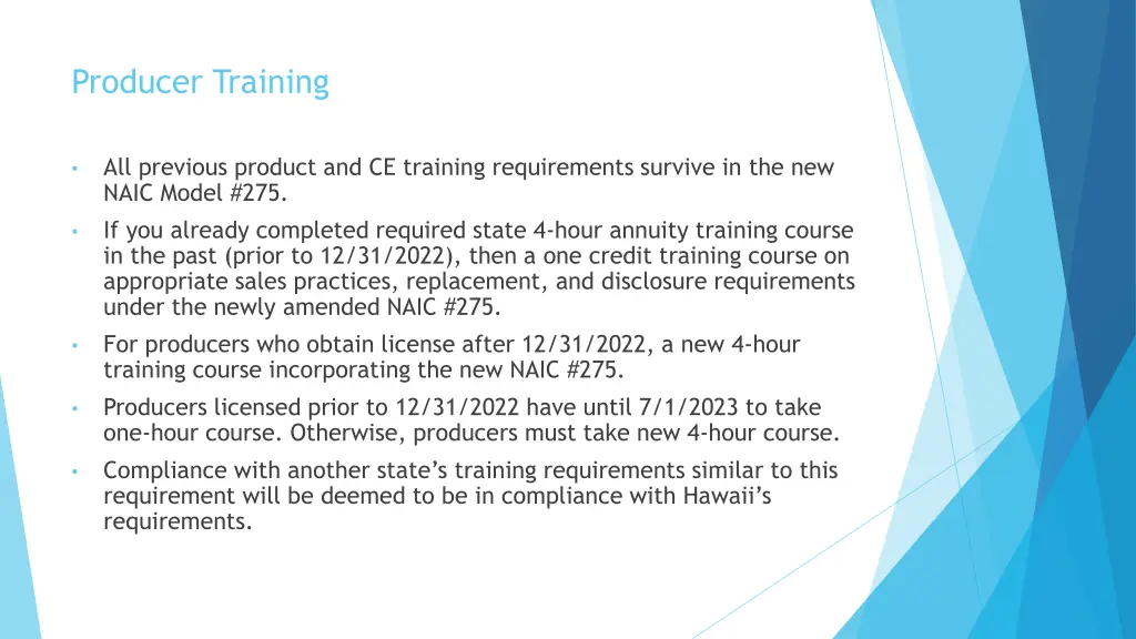 producer training