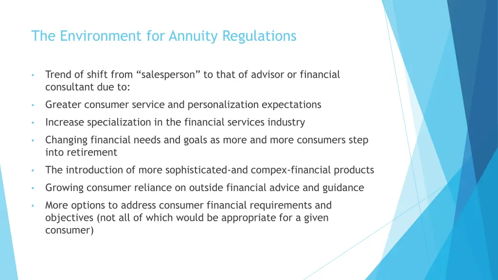 the environment for annuity regulations
