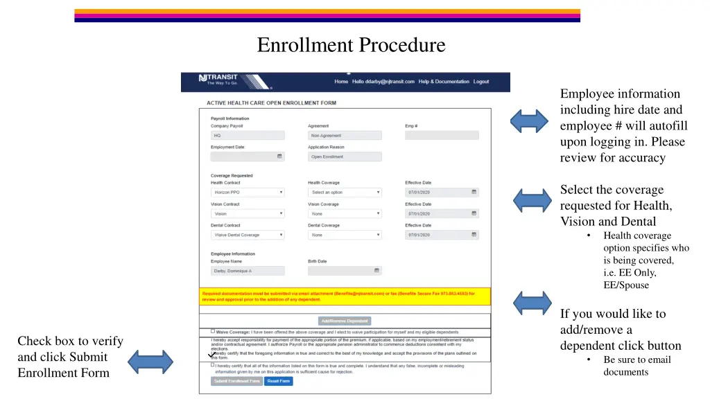 enrollment procedure