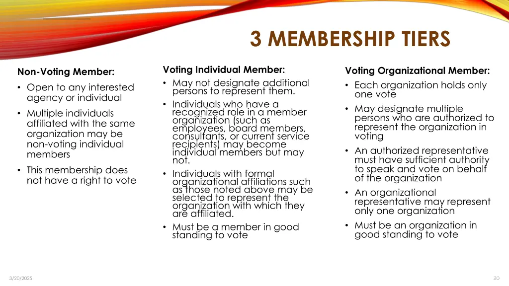 3 membership tiers