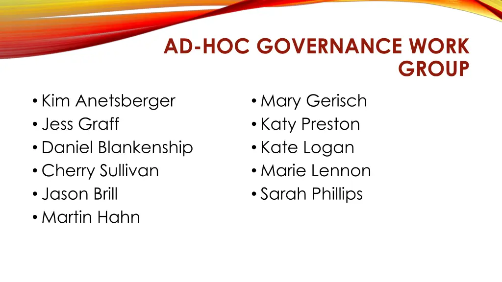 ad hoc governance work