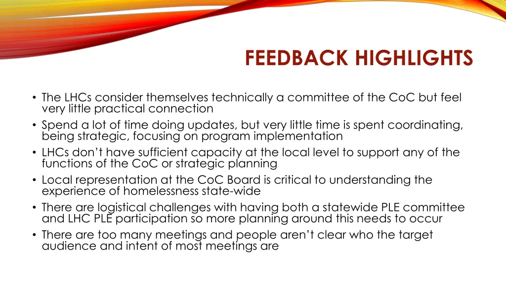 feedback highlights