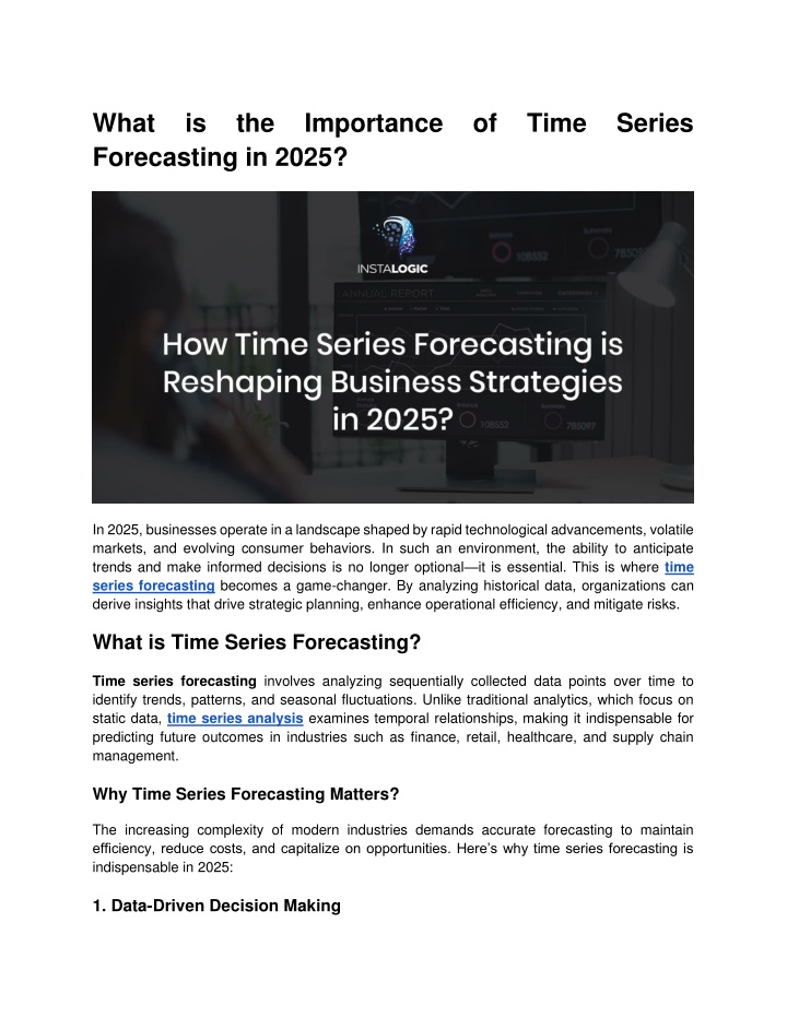 what is the importance of time series forecasting