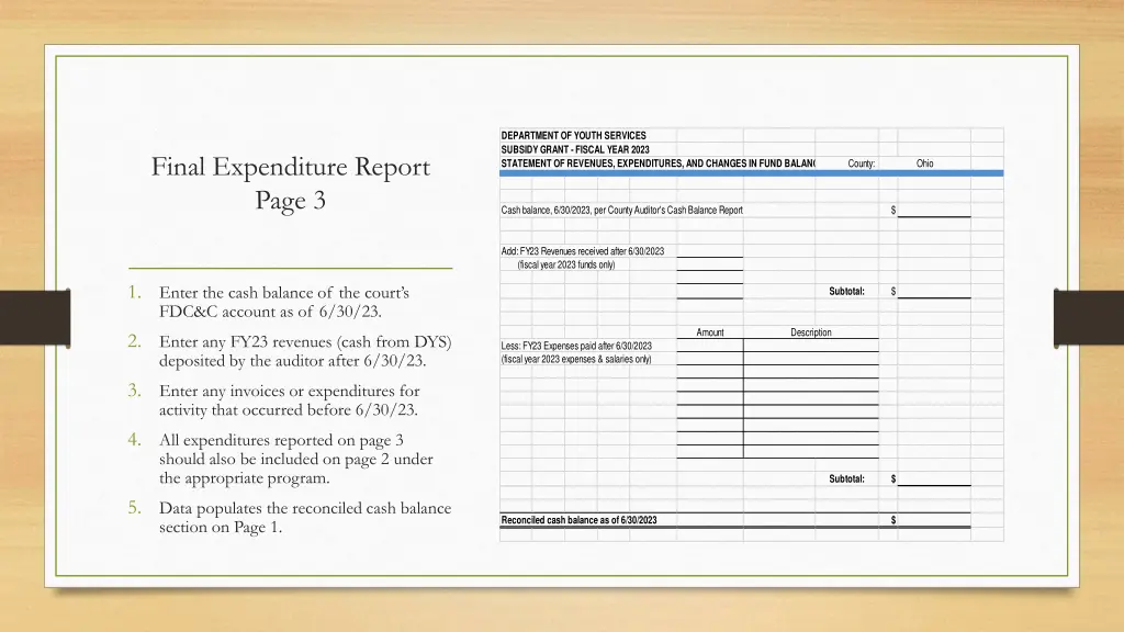 department of youth services subsidy grant fiscal