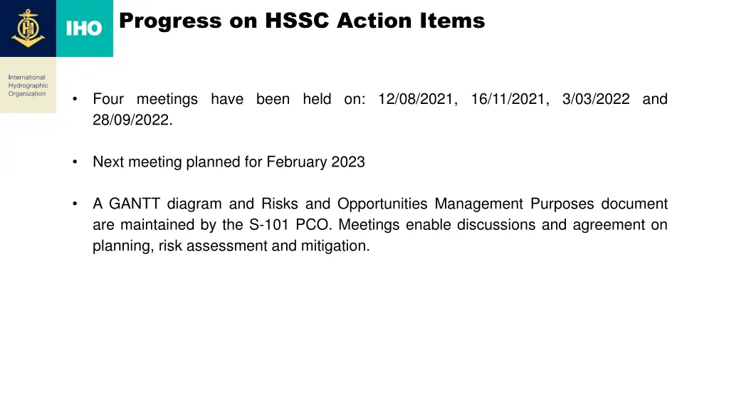 progress on hssc action items