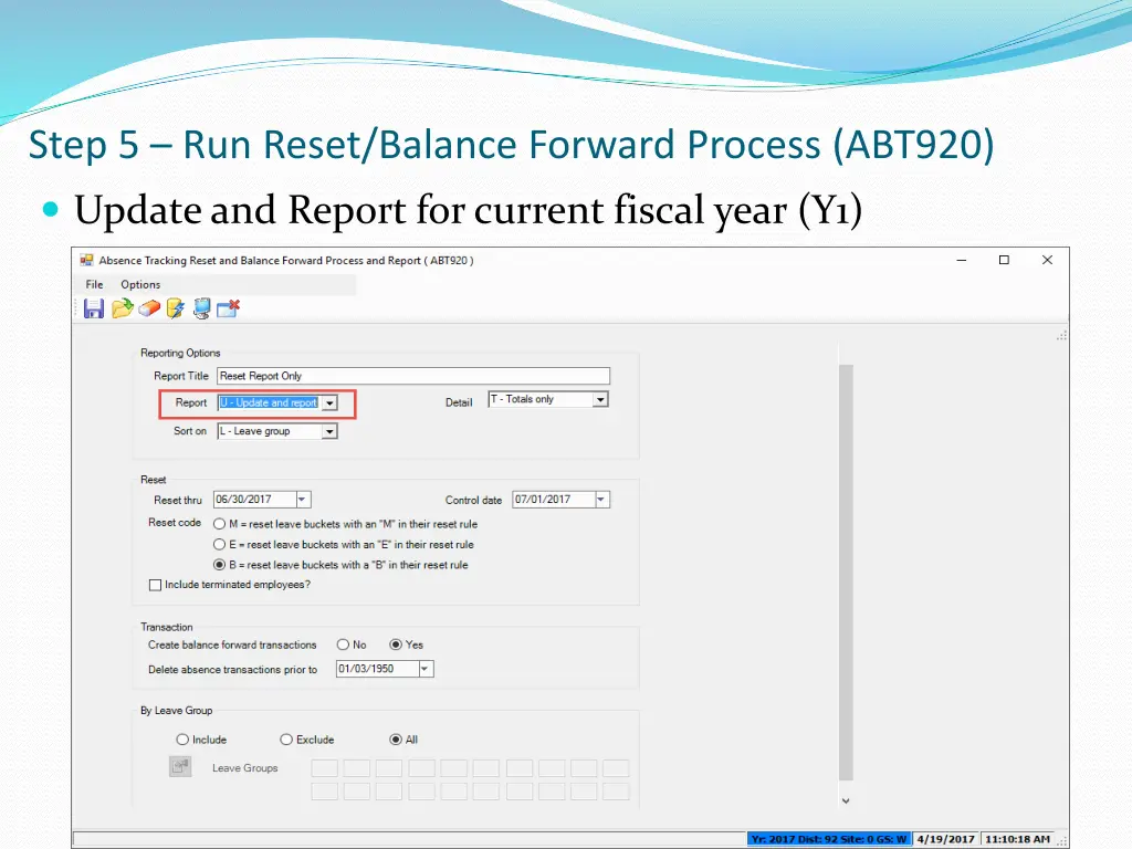 step 5 run reset balance forward process abt920