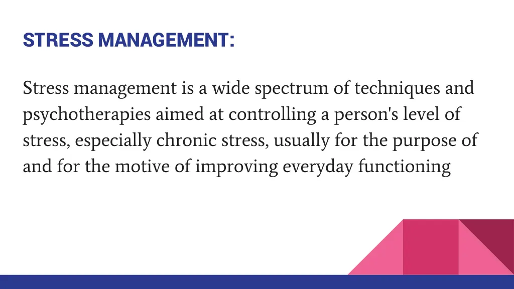 stress management