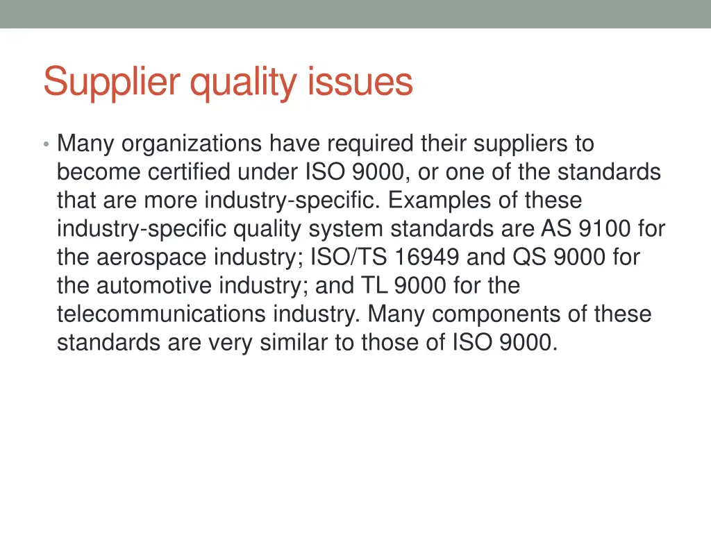 supplier quality issues